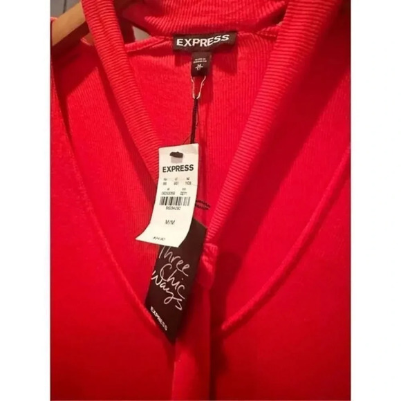 EXPRESS RIBBED‎ Super Soft Lon Sleeve Top Red Size Medium NWT - Picture 3 of 4
